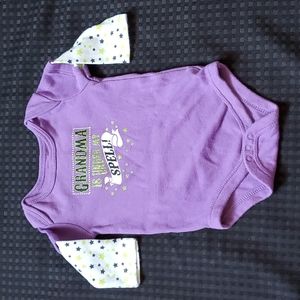 Grandma is under my spell!, long-sleeve, onsie, purple, size 0-3 months